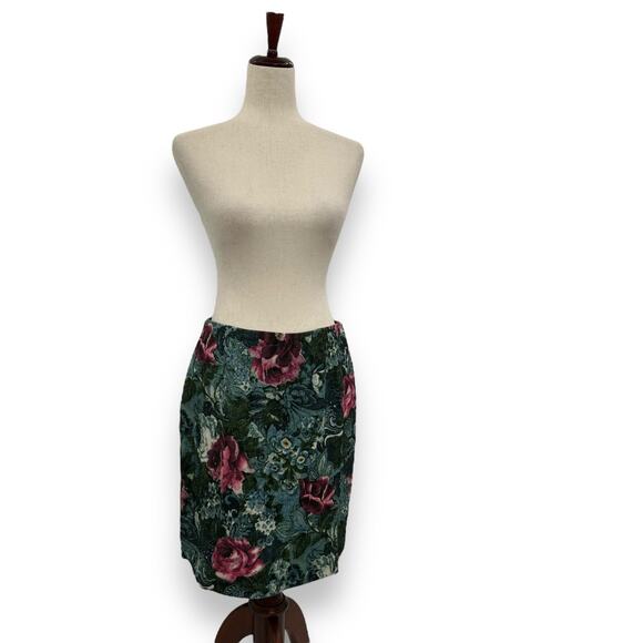 NEW J. Jill Ponte Stretch Floral Work Skirt Petite Small Green Blue Pink Rose - Picture 5 of 14